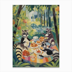 Raccoon Family Picnic Matisse 1 Canvas Print