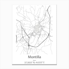 Montilla,Spain Minimalist Map Canvas Print