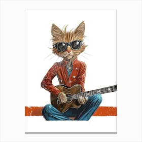 Cat With Guitar Canvas Print