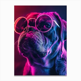 Beautiful Dog Under Neon Lights 11 Canvas Print