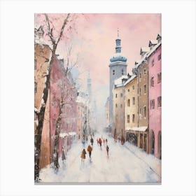 Dreamy Winter Painting Munich Germany 4 Canvas Print