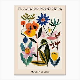 Spring Floral French Poster  Monkey Orchid 2 Canvas Print