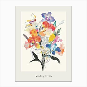 Monkey Orchid 2 Collage Flower Bouquet Poster Canvas Print