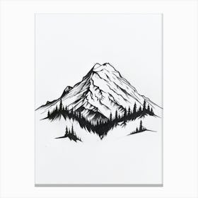 Mount Rainier Usa Line Drawing 1 Canvas Print