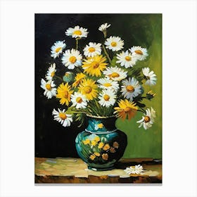 Daisies In A Blue Vase Canvas Print