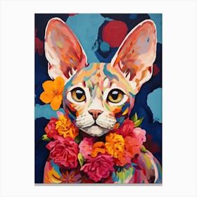 Devon Rex Cat With A Flower Crown Painting Matisse Style 2 Canvas Print