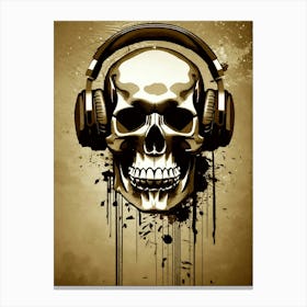 Skull With Headphones 133 Canvas Print