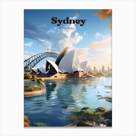 Sydney Australia Summer Modern Travel Illustration Canvas Print