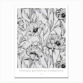 Lily 2 B&W Vintage Botanical Poster Canvas Print