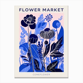 Blue Flower Market Poster Coneflower Market Poster 1 Canvas Print