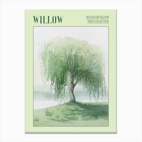 Willow Tree Atmospheric Watercolour Painting 4 Poster Canvas Print
