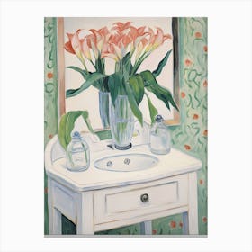 Bathroom Vanity Painting With A Calla Lily Bouquet 3 Canvas Print
