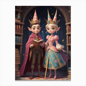 Cute king and queen Canvas Print