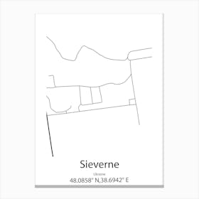 Sieverne,Ukraine Minimalist Map Canvas Print