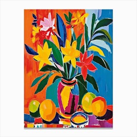 Oranges In A Vase Canvas Print