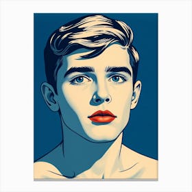 Young Man Blue Washed Portrait Canvas Print