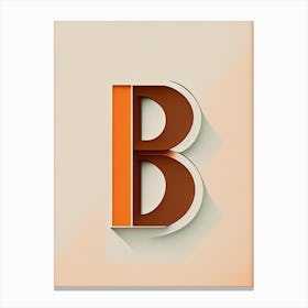 B, Letter, Alphabet Retro Minimal 9 Canvas Print