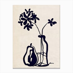 Pear And Flower Beige Canvas Print