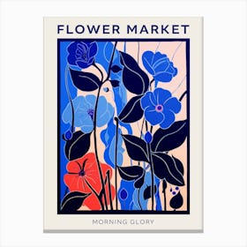 Blue Flower Market Poster Morning Glory 4 Canvas Print