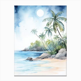 Watercolour Of Anse Cocos   La Digue Seychelles 0 Canvas Print