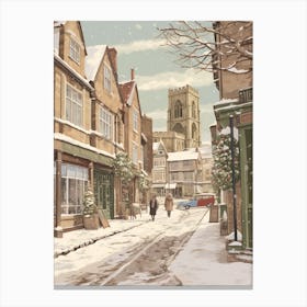 Vintage Winter Illustration Canterbury United Kingdom 5 Canvas Print