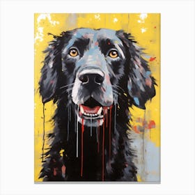 Flat-coated Retriever Watercolor Portrait Graffiti Artwork Flatty Canvas Print