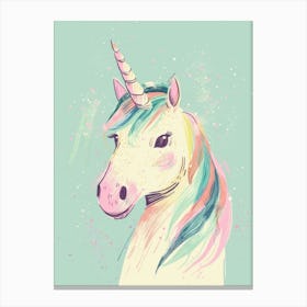 Pastel Block Colour Unicorn 1 Canvas Print