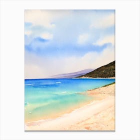 Myrtos Beach 2, Kefalonia, Greece Watercolour Canvas Print