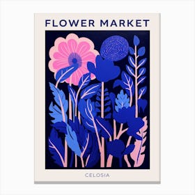 Blue Flower Market Poster Celosia 2 Canvas Print
