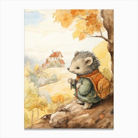 Storybook Animal Watercolour Hedgehog 4 Canvas Print