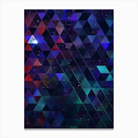 Abstract Geometric Triangle Cosmic Space Pattern in Blue n.0008 Canvas Print