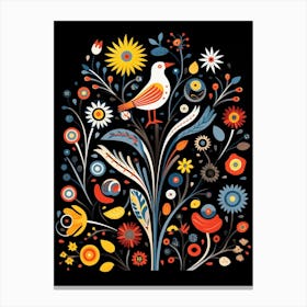 Folk Bird Illustration Seagull 2 Canvas Print