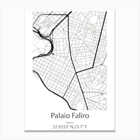 Palaio Faliro,Greece Minimalist Map Canvas Print