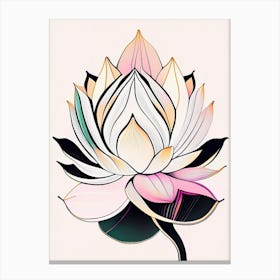 Lotus Flower Pattern Abstract Line Drawing 2 Canvas Print