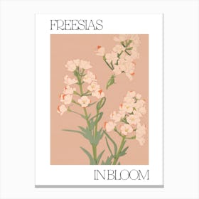 Freesias In Bloom Flowers Bold Illustration 4 Canvas Print
