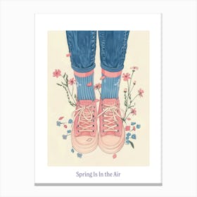 Spring In In The Air Pink Sneakers And Flowers 4 Canvas Print