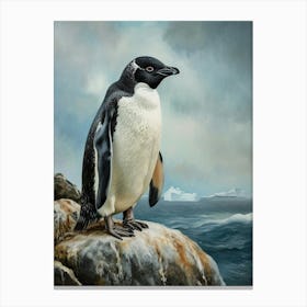 Adlie Penguin Bartolom Island Oil Painting 3 Canvas Print