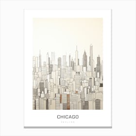 Chicago Skyline 5 B&W Poster Canvas Print