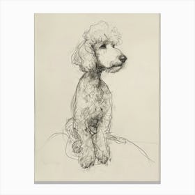 Poodle Dog Charcoal Line 3 Canvas Print