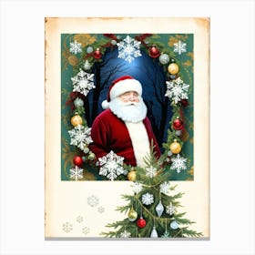 Santa Claus And Christmas Tree Canvas Print