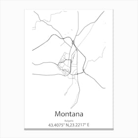 Montana,Bulgaria Minimalist Map Canvas Print