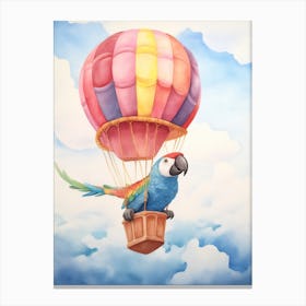 Baby Macaw In A Hot Air Balloon Canvas Print