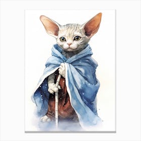 Devon Rex Cat As A Jedi 3 Canvas Print