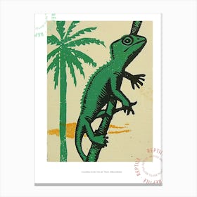 Chameleon With Palm Trees Bold Block 1 Poster Canvas Print