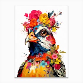 Bird With A Flower Crown Partridge 4 Canvas Print