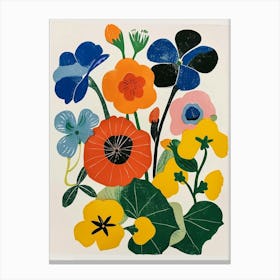 Painted Florals Nasturtium 2 Canvas Print