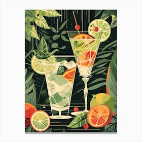 Orange & Lime Art Deco Inspired Cocktail 2 Canvas Print