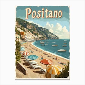 Aihrgdesign A Classic 1960s Travel Poster For Positano 3 Canvas Print