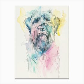 Pastel Briard Dog Line Illustration 2 Canvas Print