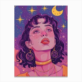 Girl in the galaxy Canvas Print